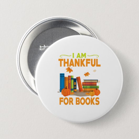 Ich bin dankbar für Bücher, die lustig sind Button (Vorne & Hinten)