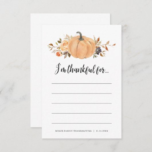 Ich bin dankbar für die Dankeschön-Karte des Ernte Begleitkarte (Vorne/Hinten)