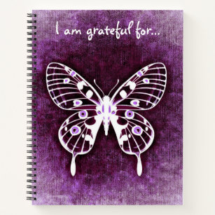 Ich bin dankbar für Lila Butterfly Large Notebook Notizblock