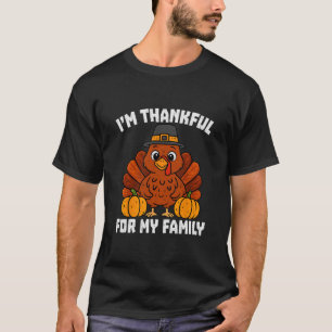 Ich bin dankbar für lustigen Truthahn-Pilger-Famil T-Shirt