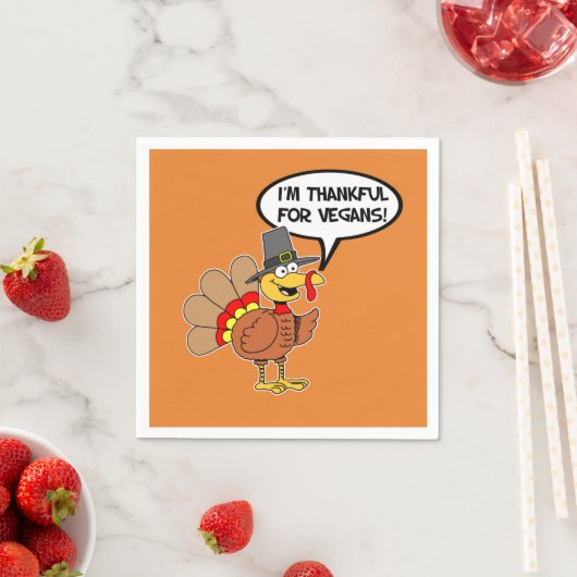 Ich bin dankbar für Veganer Türkei Cartoon Napkins Serviette (Beispiel)