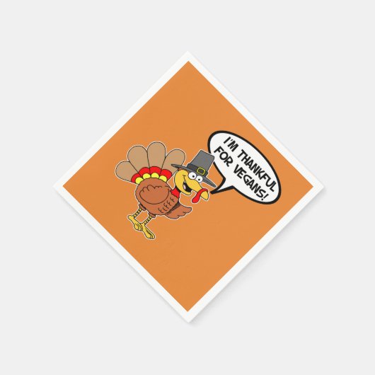 Ich bin dankbar für Veganer Türkei Cartoon Napkins Serviette (Ecke)
