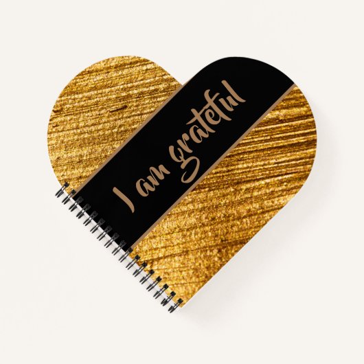 Ich bin dankbar Herz geformt Spiral Notebook Gold Notizblock (Vorderseite)