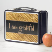 Ich bin dankbar Metall Lunchbox Gold Brown Moderne (Beispiel)