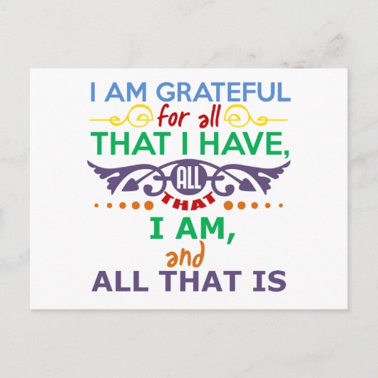 Ich bin dankbar postkarte (Vorderseite)