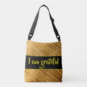Ich bin dankbar Tote Bag Gold Gelb Abstrakt Modern Tragetaschen Mit Langen Trägern