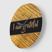 Ich bin dankbar Wall Clock Gold Brown Moderne Große Wanduhr (Winkel)