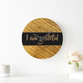 Ich bin dankbar Wall Clock Gold Brown Moderne Große Wanduhr (Zuhause)