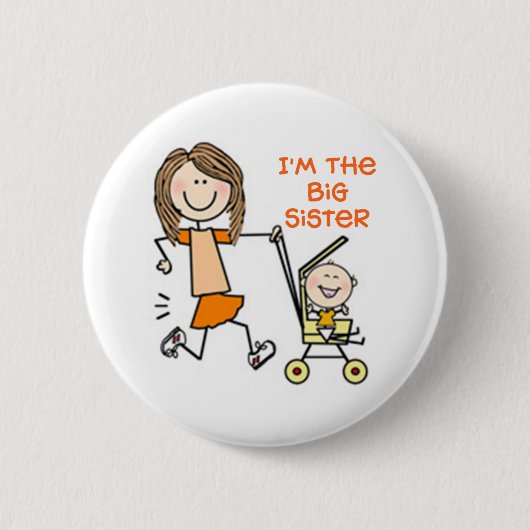 Ich bin das Big Sister Strichmännchen Button (Vorderseite)