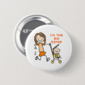 Ich bin das Big Sister Strichmännchen Button (Vorne & Hinten)