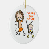 Ich bin das Big Sister Strichmännchen Keramik Ornament (Rechts)