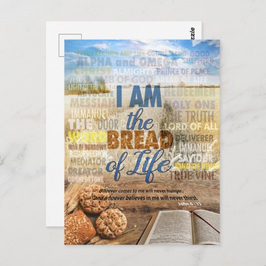 Ich bin das Brot des Lebens, sagte Jesus in Johann Postkarte (Vorne/Hinten)