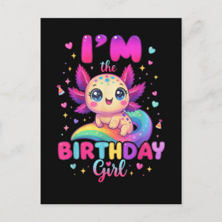 Ich bin das Geburtstags-Axolotl-Mädchen Einladungspostkarte