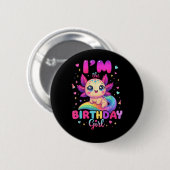 Ich bin das Geburtstagsmädchen Axolotl Button (Vorne & Hinten)