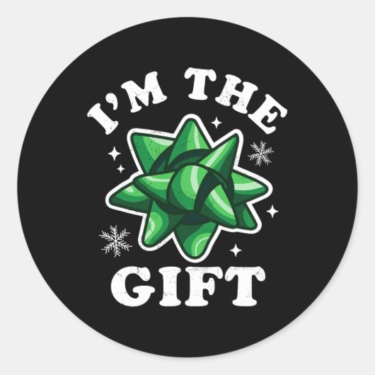 Ich bin das Geschenk - Funny Ugly Weihnachts-Sweat Runder Aufkleber (Vorderseite)