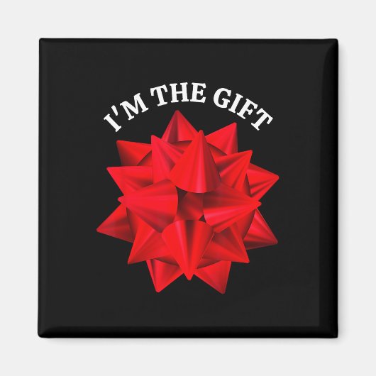 "Ich bin das Geschenk" Oversized Red Bow Fun Chris Magnet (Vorne)