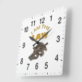 Ich bin das Gesetz mit einem m4a1 Maschinengewehr Quadratische Wanduhr (Winkel)