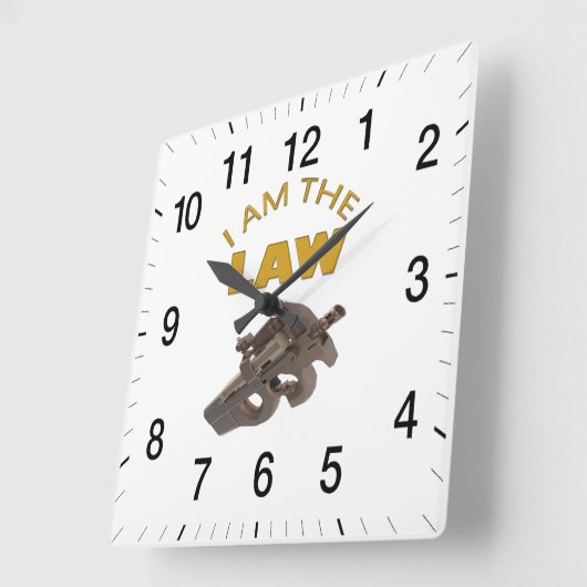 Ich bin das Gesetz mit einem m4a1 Maschinengewehr Quadratische Wanduhr (Winkel)