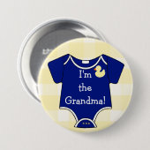 Ich bin das Großmutter-Marine-Blau auf gelbem Button (Vorne & Hinten)