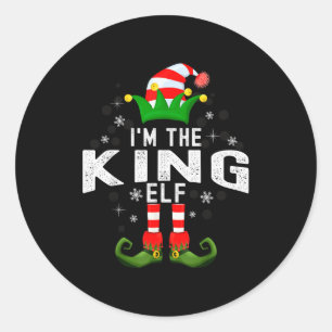 Ich bin das König-Elfen-Weihnachtsfamilien-Pyjama- Runder Aufkleber