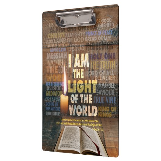 Ich bin das Licht der Welt - John 8:12 Klemmbrett (Links)