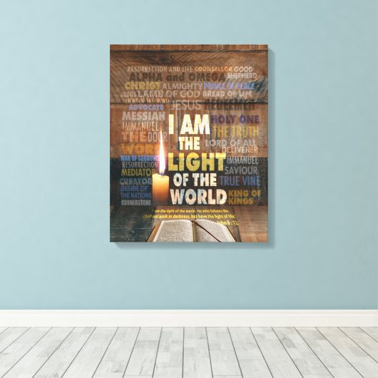 Ich bin das Licht der Welt - John 8:12 Leinwanddruck (Insitu (Holzboden))