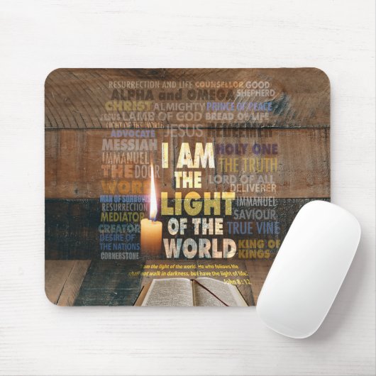 Ich bin das Licht der Welt - John 8:12 Mousepad (Mit Mouse)