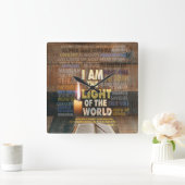 Ich bin das Licht der Welt - John 8:12 Quadratische Wanduhr (Zuhause)