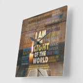Ich bin das Licht der Welt - John 8:12 Quadratische Wanduhr (Winkel)