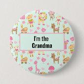 Ich bin das Oma-Süße Tier-Muster Button (Vorderseite)