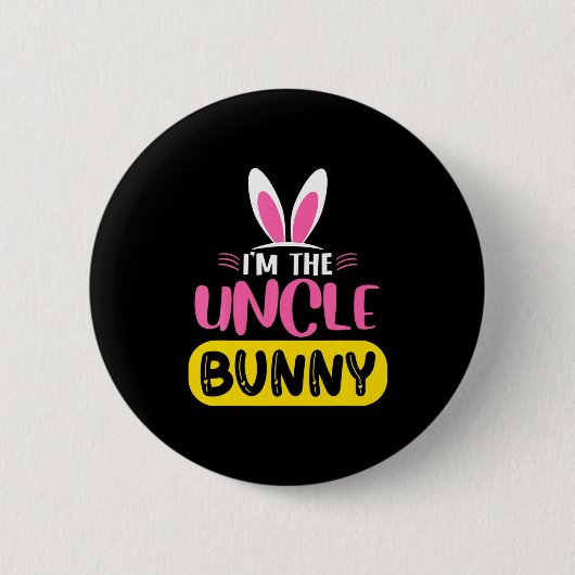 Ich bin das Onkel-Bunny-Hasenohren-Ei Lustiges Ost Button (Vorderseite)