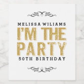 Ich bin das Party Happy 50. Geburtstag Weinetikett (Einzelnes Label)