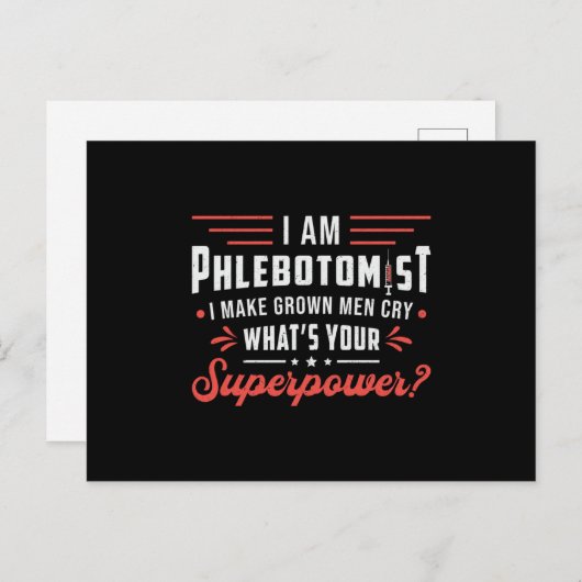 Ich bin das phlebotomistische Superpower Phlebotom Postkarte (Vorne/Hinten)