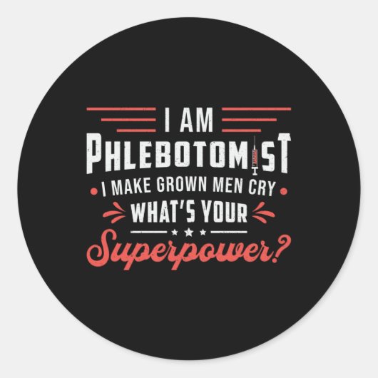 Ich bin das phlebotomistische Superpower Phlebotom Runder Aufkleber (Vorderseite)