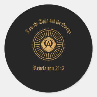 Ich bin das Sprichwort der Alpha- und Omega-Offenb Runder Aufkleber