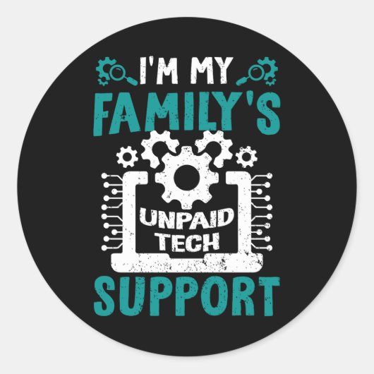 Ich bin das unbezahlte IT-Support-Computermodul me Runder Aufkleber (Vorderseite)