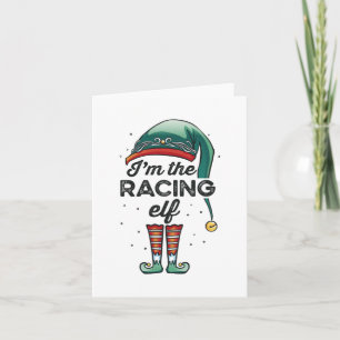 Ich bin das Weihnachtsgeschenk des Renn-Elfs Xmas Karte