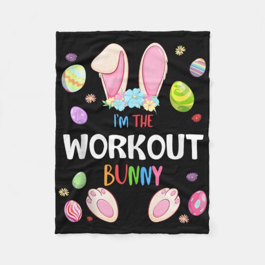 Ich bin das Workout Bunny Osterparty passende Fami Fleecedecke (Vorderseite)