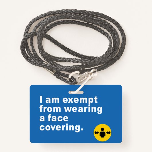 Ich bin davon befreit, eine Gesichtshaut zu tragen Ausweis (Vorderseite mit Schlüsselband)