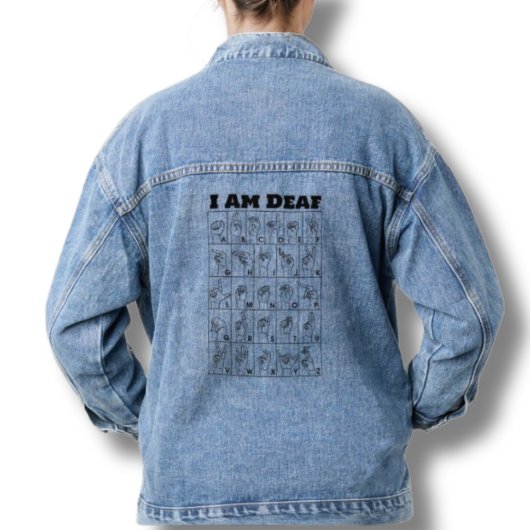 Ich bin Deaf ASL American Sign Language Alpabet Bl Jeansjacke