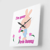 Ich bin dein Lieblingshasen Quadratische Wanduhr (Winkel)