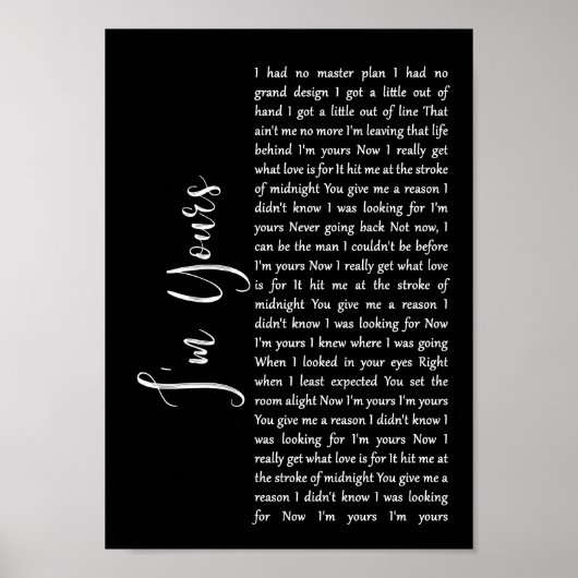 Ich bin deine Black Script Song Lyric Wall Art Pri Poster (Vorne)