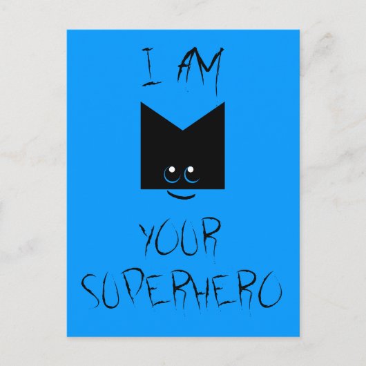 Ich bin deine Superhero Pop Art Postcard (blau) Postkarte (Vorderseite)