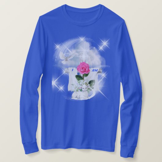 Ich bin der Auferstehungsort Blue Long Sleeve T - T-Shirt (Design vorne)