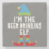 Ich bin der Biertrinker Elf, der Weihnachten passt Steinuntersetzer (Vorderseite)