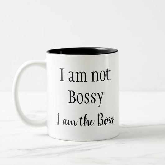 Ich bin der Boss! Fun Zitat Zweifarbige Tasse (Links)