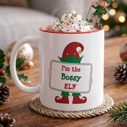 Ich bin der Bossy Elf | Personalisierter Weihnacht Kaffeetasse