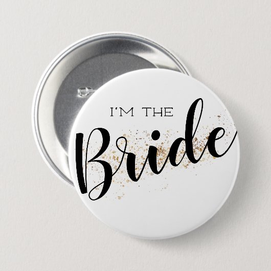 Ich bin der Bride Button mit Gold Glitzer (Vorne & Hinten)