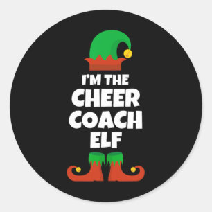 Ich bin der Cheer Coach Elf Familie Pajama Weihnac Runder Aufkleber
