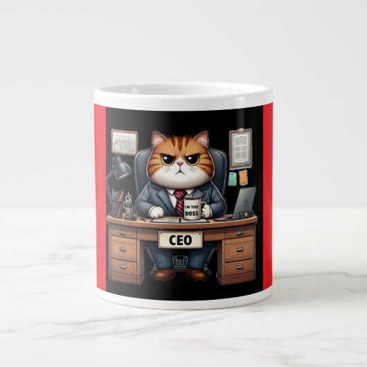 Ich bin der Chef - Lustiger Bürokatzenbecher Jumbo-Tasse (Vorderseite)